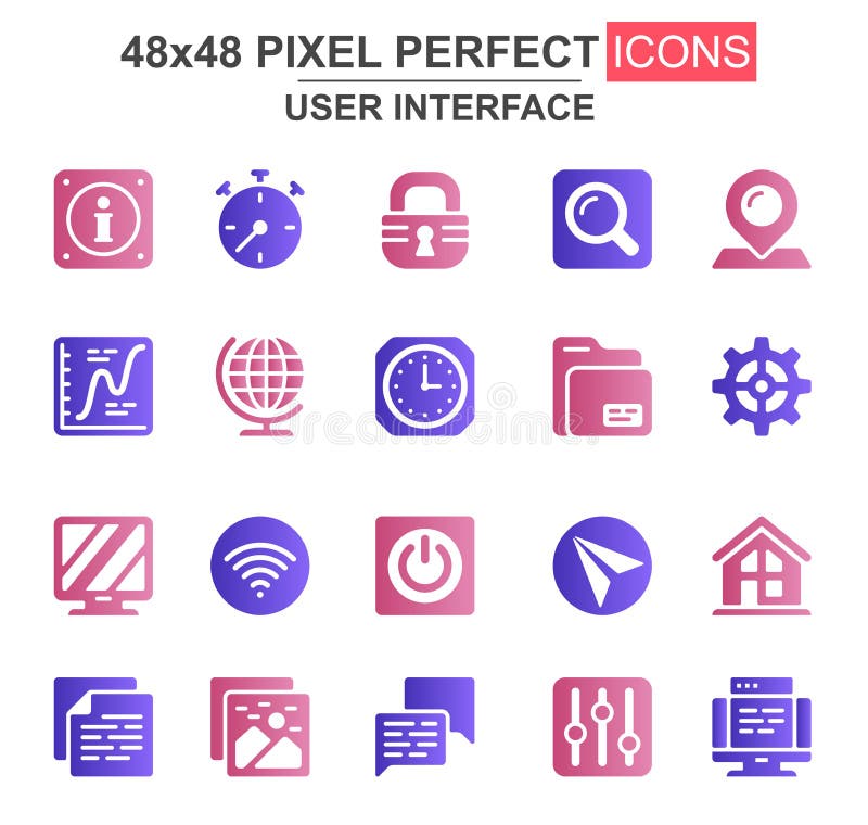 User interface glyph icon set. stock illustration