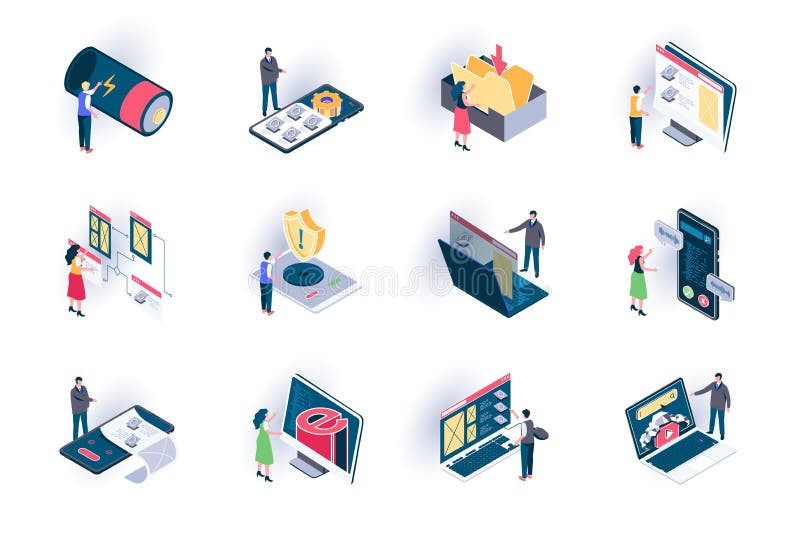 User interface isometric icons set. vector illustration
