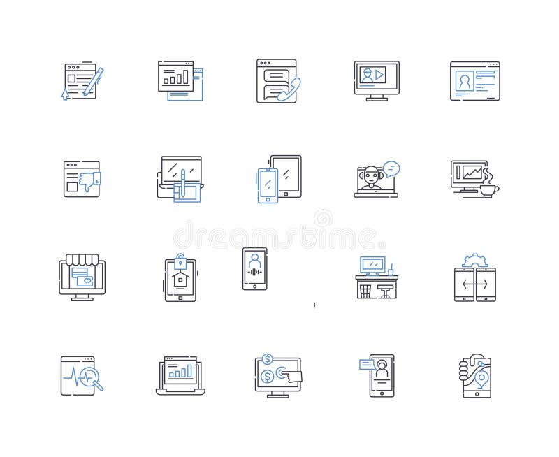 User interface line icons collection. Navigation, Buttons, Menus, Layout, Forms, Icons, Font vector and linear royalty free illustration