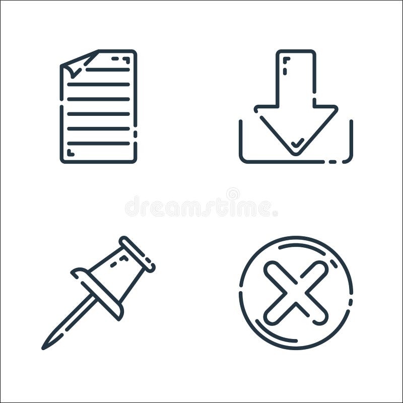 User interface line icons. linear set. quality vector line set such as cancel, marker, save royalty free illustration
