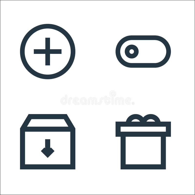 User interface line icons. linear set. quality vector line set such as gift, archive, toggle royalty free illustration