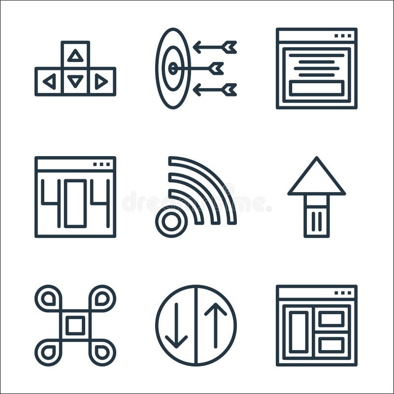User interface line icons. linear set. quality vector line set such as layout, up down, voicemail, up arrow, wifi, error, layout royalty free illustration