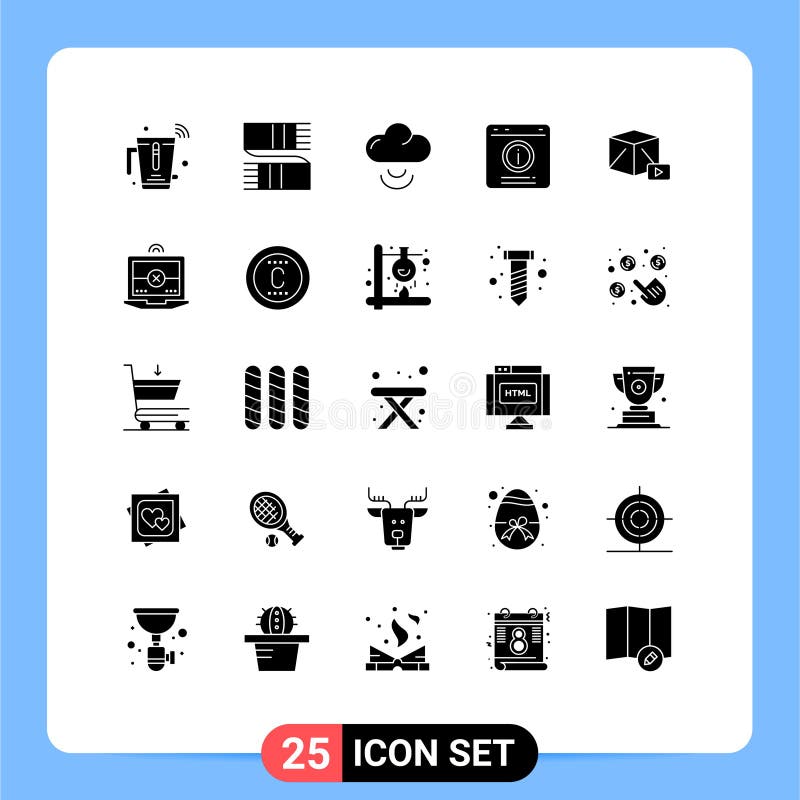 Solid Glyph Pack of 25 Universal Symbols of button, help, scarf, chat alert, bubble royalty free illustration