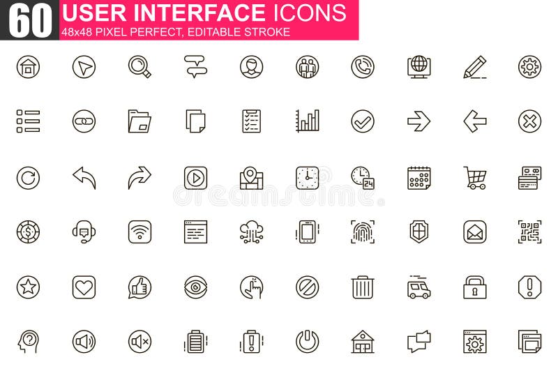 User interface thin line icon set. royalty free illustration