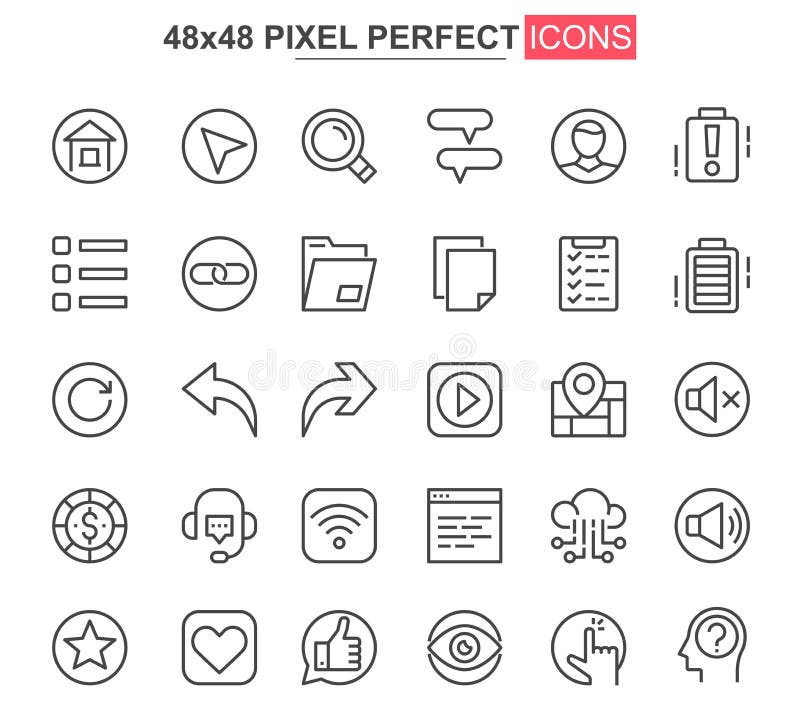 User interface thin line icon set. vector illustration