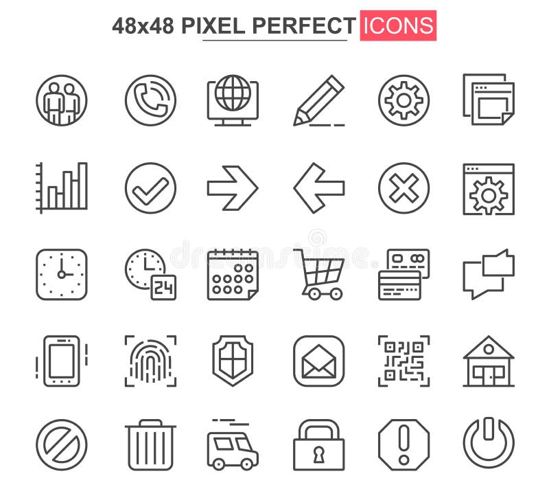 User interface thin line icon set. vector illustration