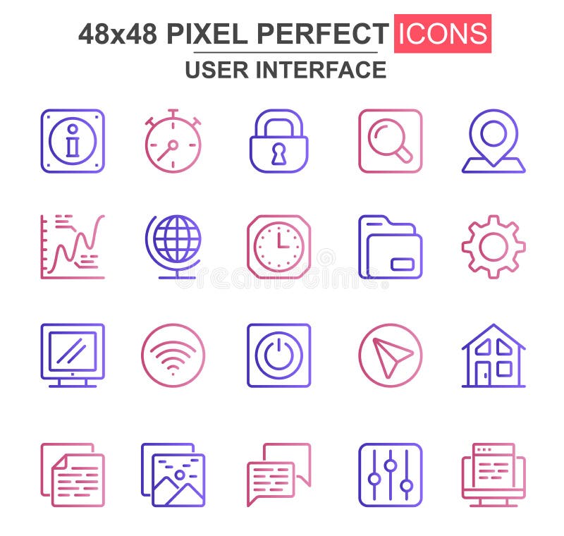 User interface thin line icon set. royalty free illustration