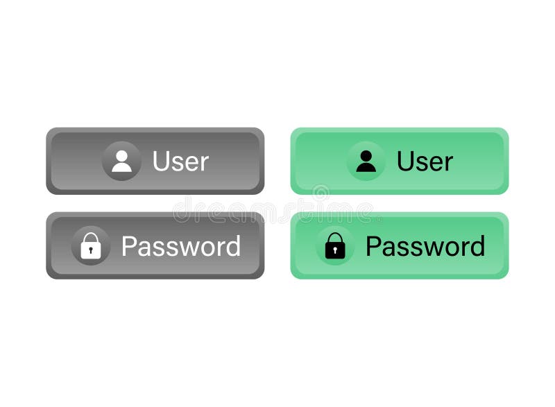 User profile and password text button icon set royalty-vrije illustratie
