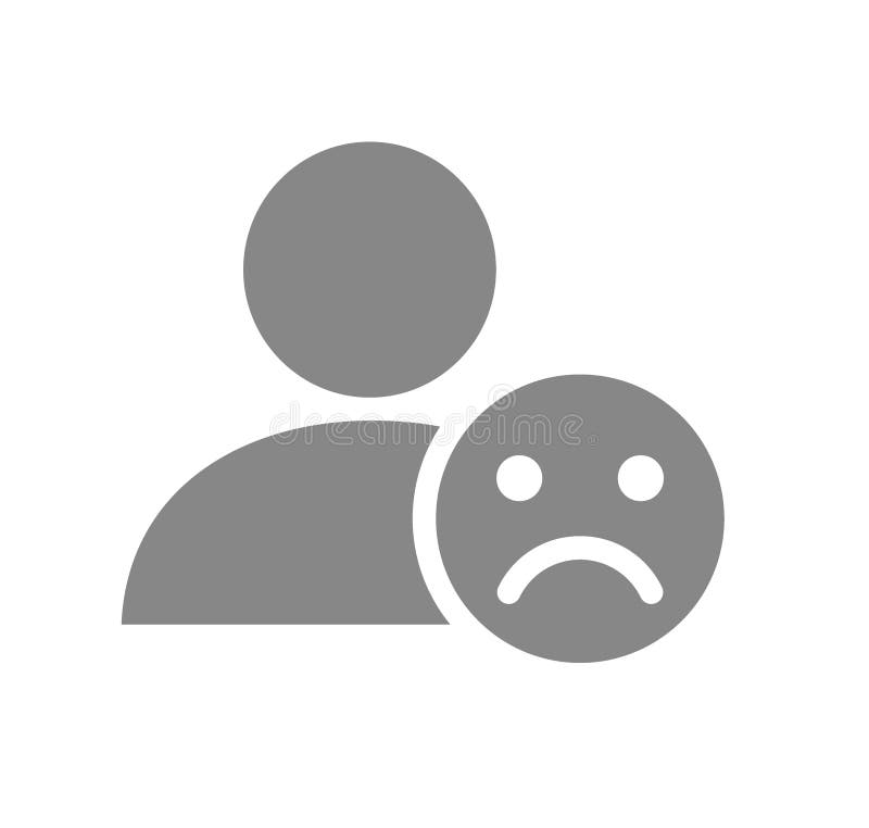 User profile with sad face line icon. Sad rating, dislike