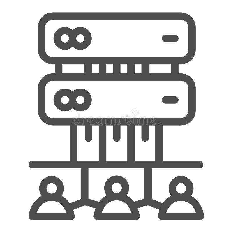 Users with access to server storage line icon, data hoarding concept. Vector graphics. Storage hosting users group sign vector illustration