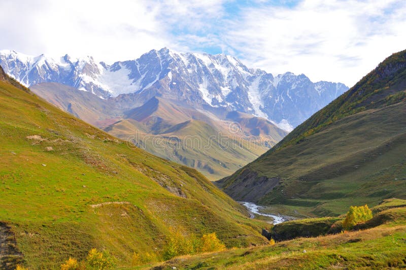 Ushguli-Shkhara trek, Svaneti Georgia royalty free stock photo