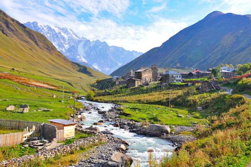 Ushguli Village, Svaneti Georgia stock image
