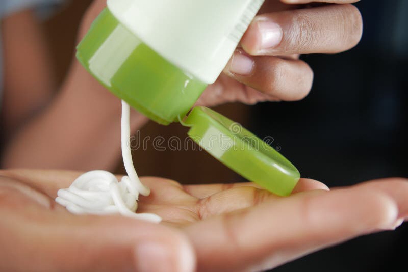 Using aloe vera face wash stock photo. Image of vera 254494232