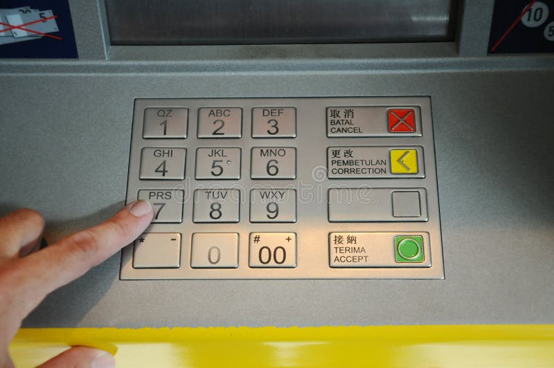 Using Bank Atm Stock Photo Image Of Machine Hand Keypad 24448746