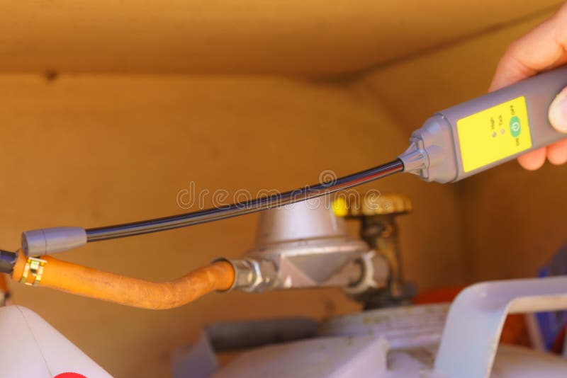 Using Gas Detector in Camper Vehicle Stock Photo Image of camper