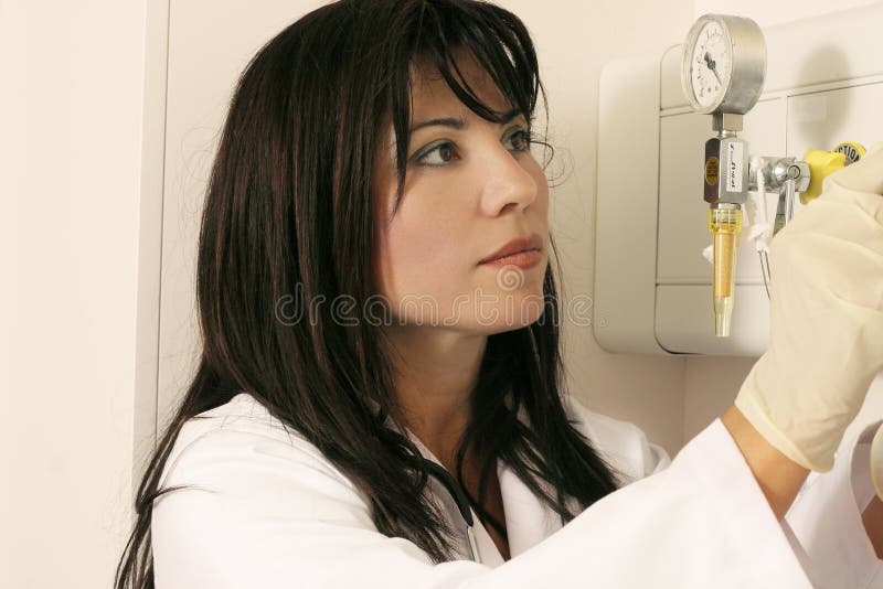 Using medical equipment royalty free stock photography Using medical equipment royalty free stock photography