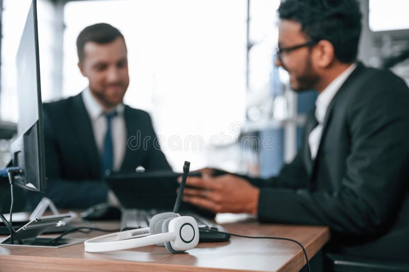 Using Modern Technology, Graphic Tablet, Pc. Two Businessmen are