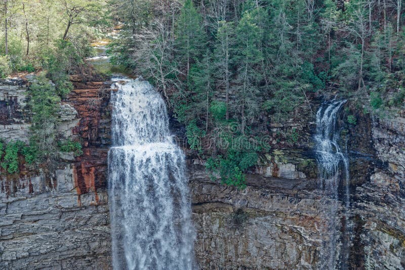 Waterfalls at Fall Creek Falls in Tennessee Closeup View Stock Image
