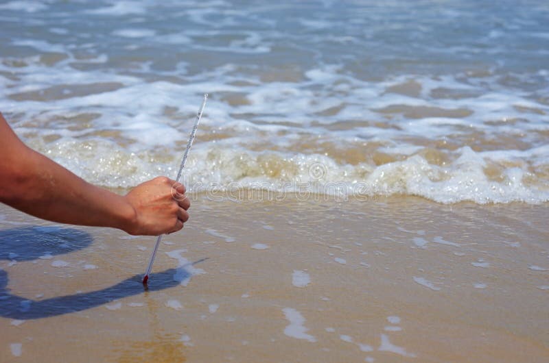 Using Thermometer Measure Water Temperature Stock Photo Image 39131969