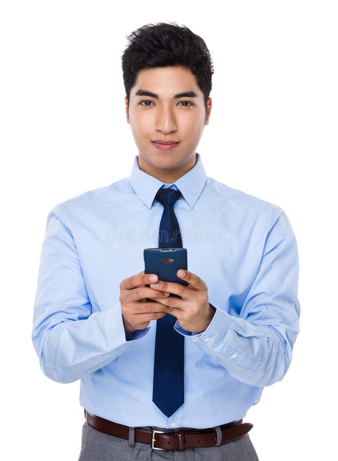 Uso novo do homem de negócios do telefone celular imagem de stock Uso novo do homem de negócios do telefone celular imagem de stock