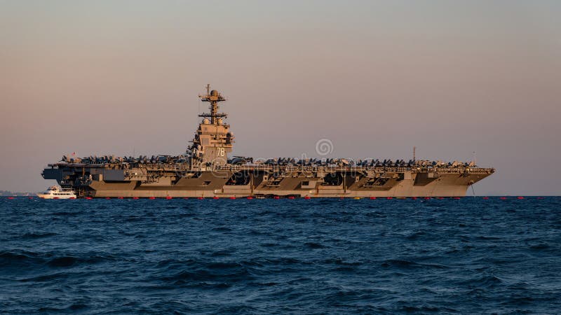 USS Gerald R. Ford Aircraft Carrier Dropped Anchor in Phaleron Bay in ...