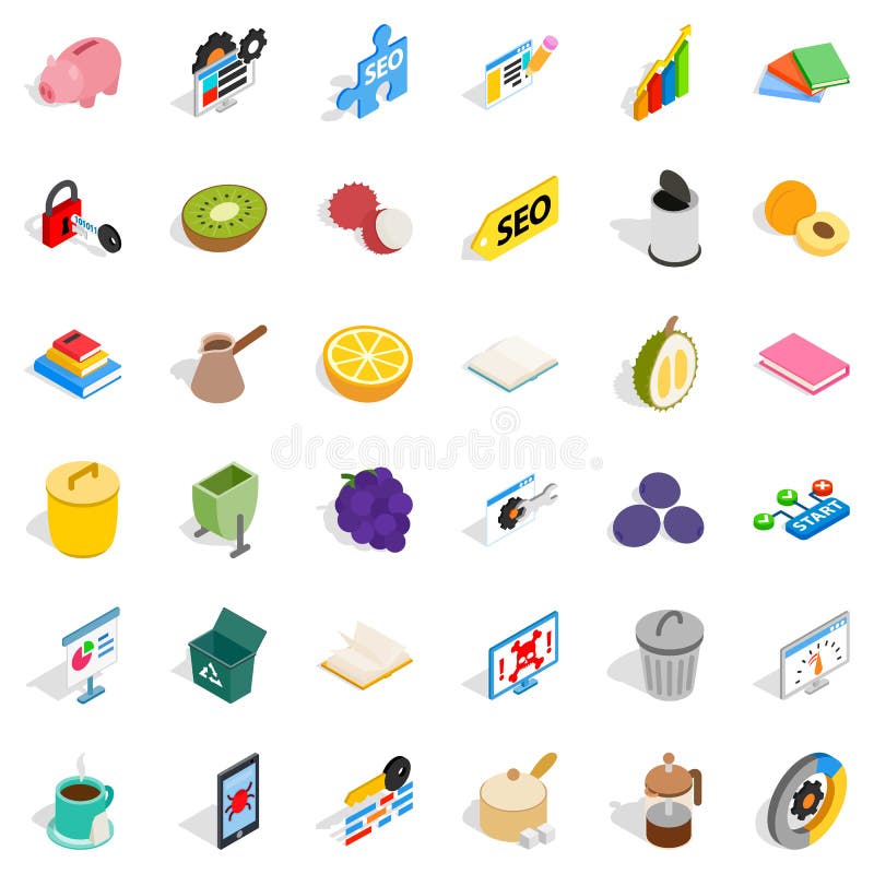 Ustalone zadanie ikony ustawiać, isometric styl royalty ilustracja Ustalone zadanie ikony ustawiać, isometric styl royalty ilustracja