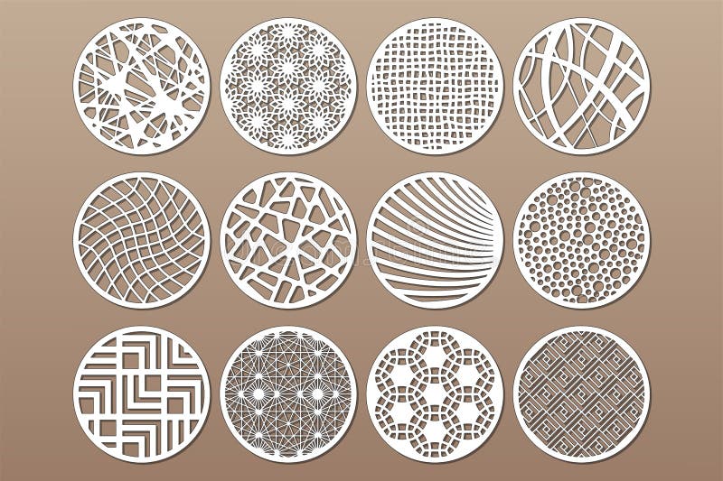 Ustalony round szablon dla ciąć Abstrakt linia, geometryczny wzór Laseru cięcie Ustawia współczynnika 1:2 również zwrócić corel i ilustracja wektor