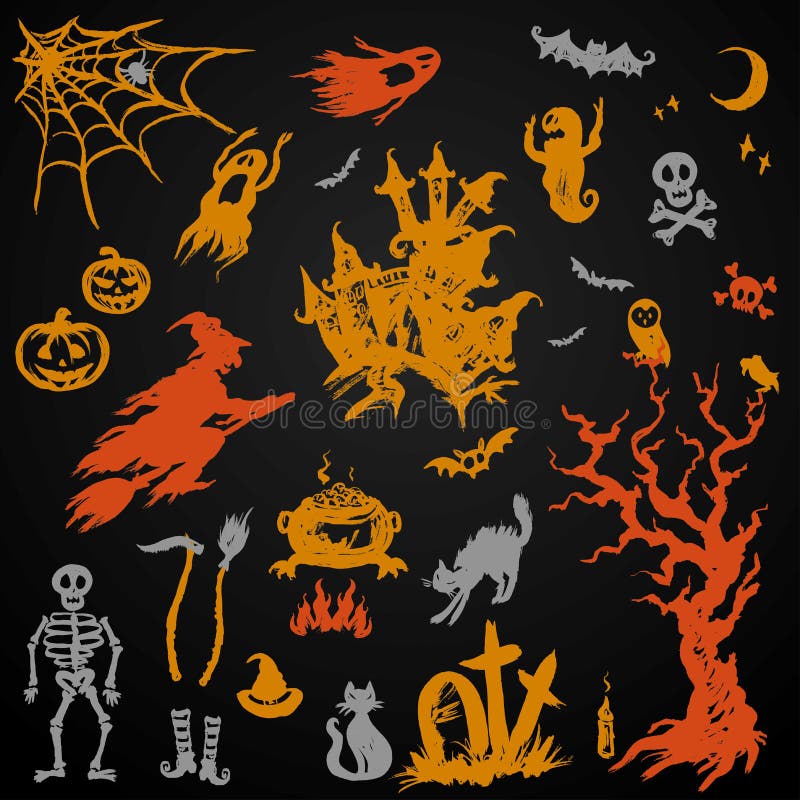 Ustawia Halloweenowych przedmioty Inkasowych royalty ilustracja