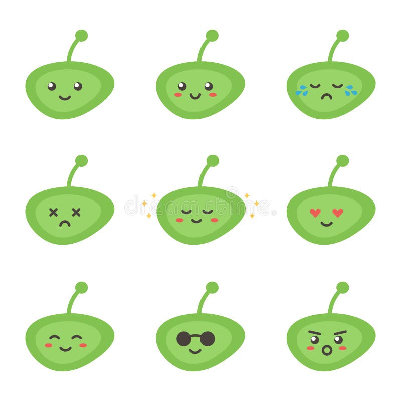 Ustawia, kolekcja śliczny kolorowy mały humanoid ` s, obcy ` s, potwora ` s twarze ilustracji Ustawia, kolekcja śliczny kolorowy mały humanoid ` s, obcy ` s, potwora ` s twarze ilustracji
