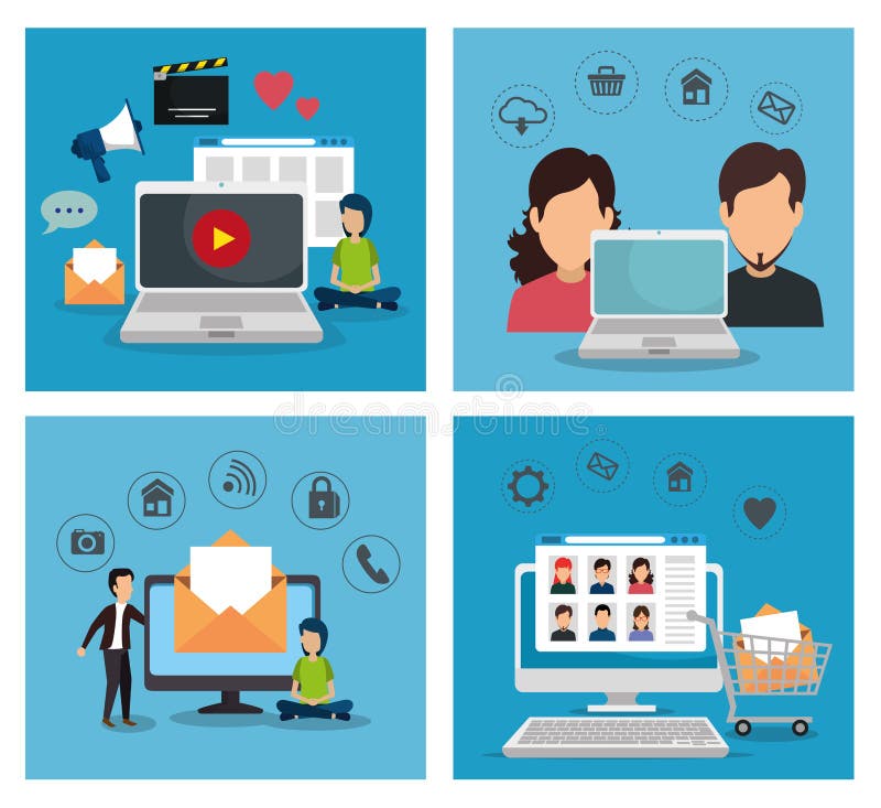 Ustawia laptop z komputerem i tv technologii komunikacją ilustracji Ustawia laptop z komputerem i tv technologii komunikacją ilustracji