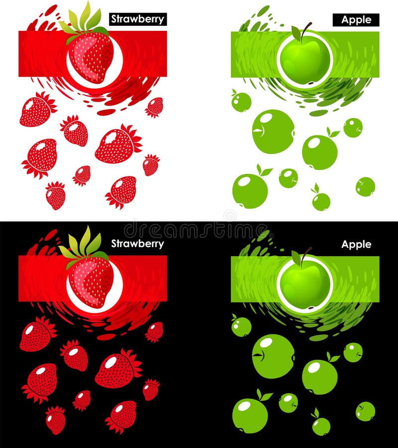 Ustawia szablon ikonę owoc, truskawka i jabłko, ilustracja wektor Ustawia szablon ikonę owoc, truskawka i jabłko, ilustracja wektor
