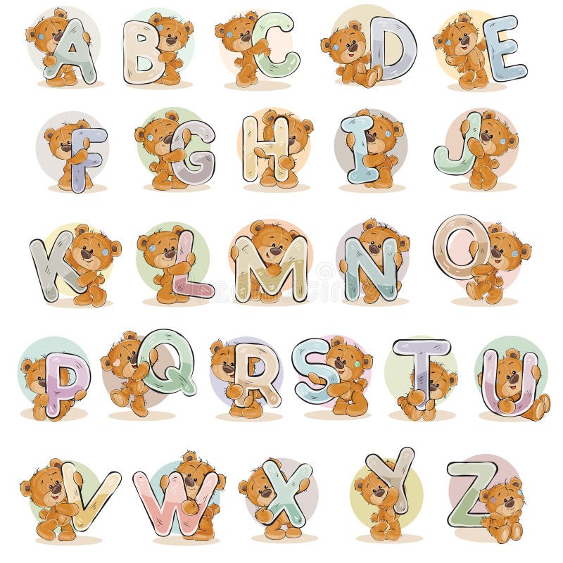 Set of vector letters of the English, the Latin alphabet are in the clutches of funny teddy bear. Set of vector letters of the English, the Latin alphabet are in the clutches of funny teddy bear.