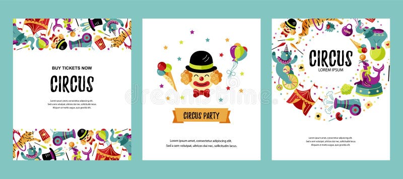 Ustawia z błazenem, zwierzętami, cyrkowym namiotem i magikami, ilustracji Ustawia z błazenem, zwierzętami, cyrkowym namiotem i magikami, ilustracji