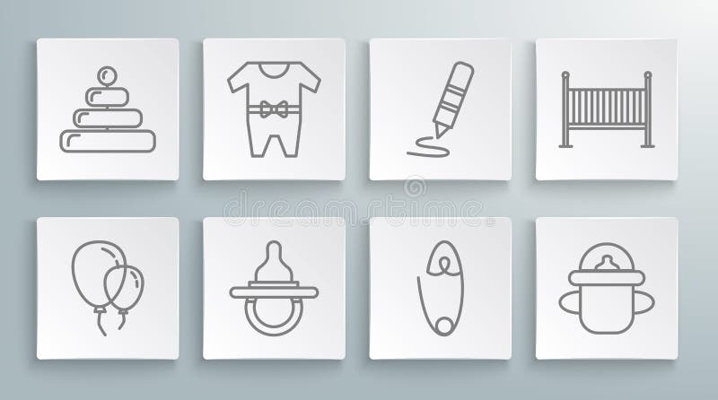 Ustawiać balony liniowe z wstążką ubrań manekin pacifier klasyczny stalowy, bezpieczny guzik woskowy do rysowania ilustracji