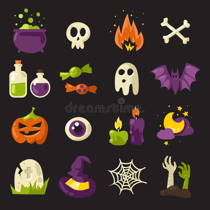 ustawiać Halloween ikony ilustracja wektor ustawiać Halloween ikony ilustracja wektor