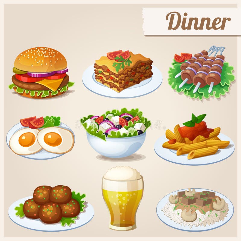 ustawiać karmowe ikony dinner ilustracji ustawiać karmowe ikony dinner ilustracji