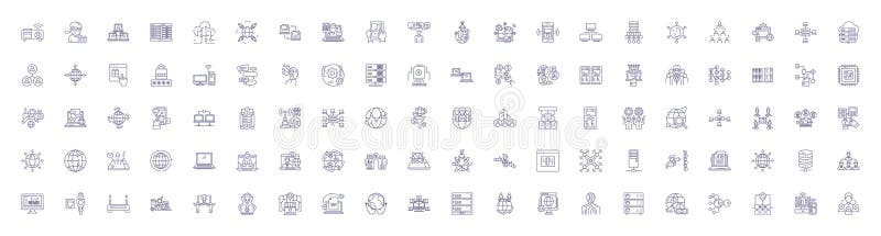 Ustawiono ikony linii sieciowej. projektowanie zbioru łączy sieciowych do internetu royalty ilustracja