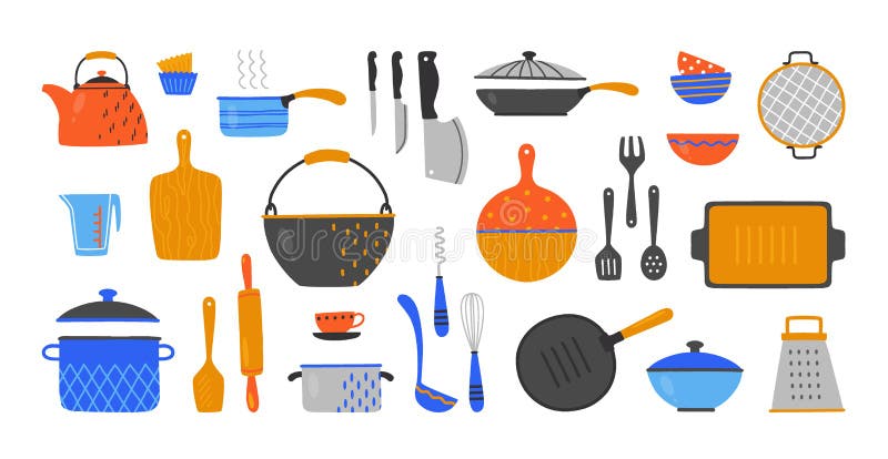 Ensemble D'outils De Cuisine De Vecteur. Appareils De Cuisine Vector  éléments Isolés. Ustensiles De Cuisine Et Couverts Clipart