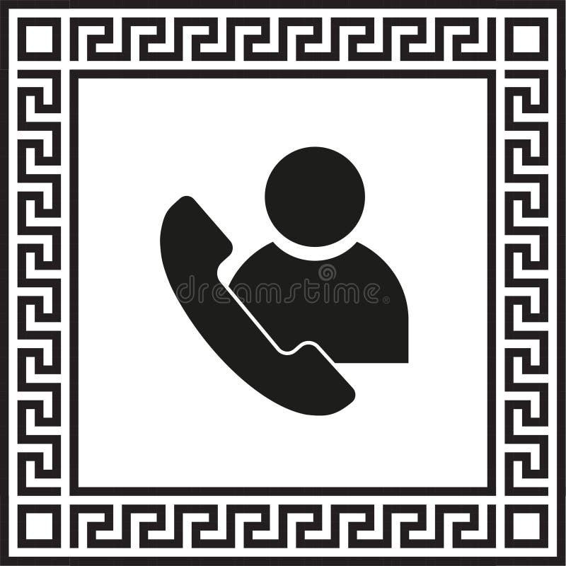 Usuario de la llamada del icono del vector en un marco con un ornamento griego ilustración del vector