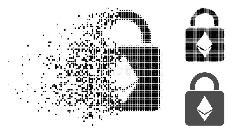 Uszkadzająca Pixelated Halftone Ethereum kędziorka ikona ilustracja wektor