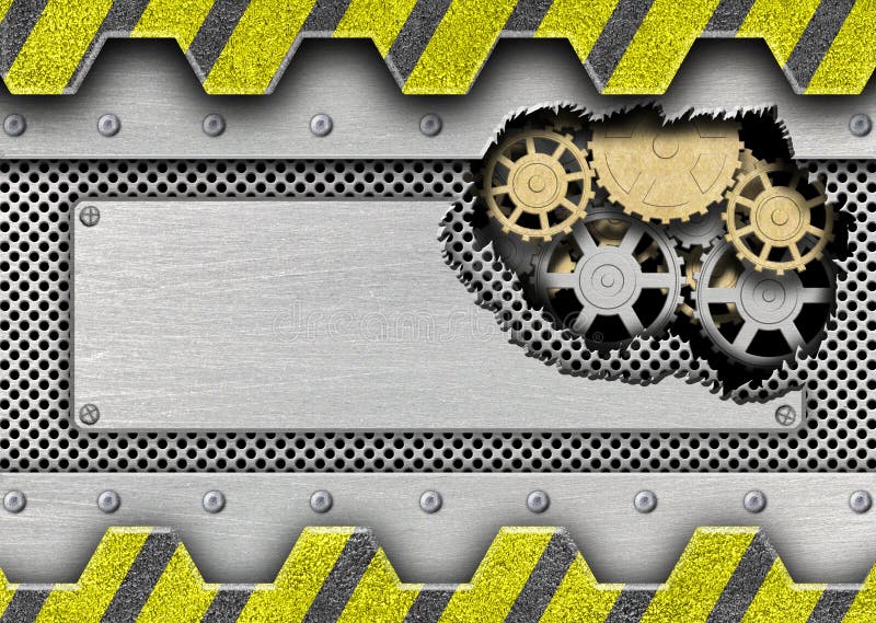 Uszkadzający metalu talerz z mechanizmem dla żelaznego tło projekta royalty ilustracja Uszkadzający metalu talerz z mechanizmem dla żelaznego tło projekta royalty ilustracja