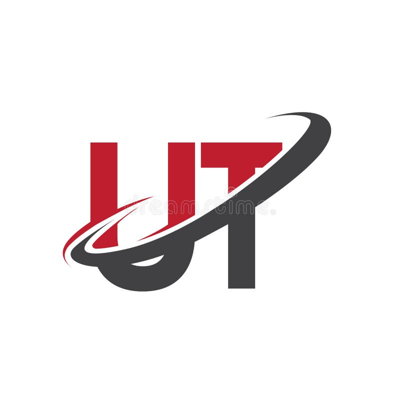 UT Initial Logo Company Name Colored Red and Black Swoosh Design ...