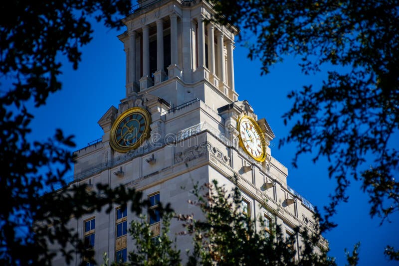 UT Tower Clock Tower Telling Time on Campus University of Texas Austin stock photography