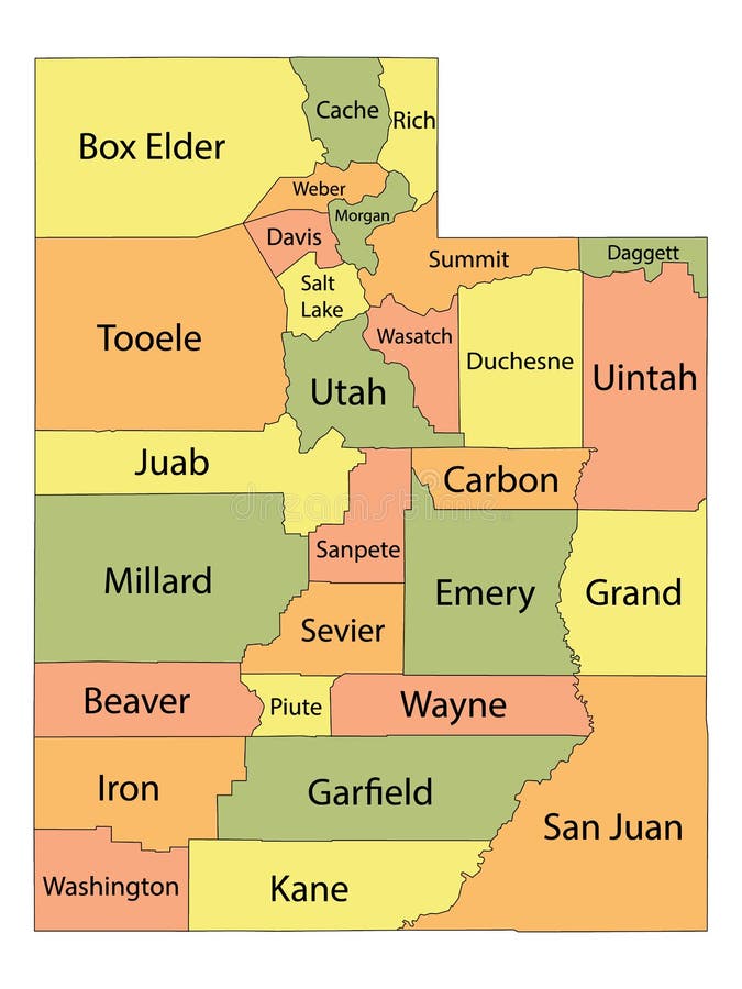 Utah County Map stock vector. Illustration of arizona - 173364637