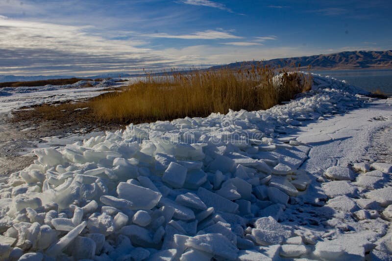 Utah Lake Ice Sheets in the Winter Stock Image Image of crystal