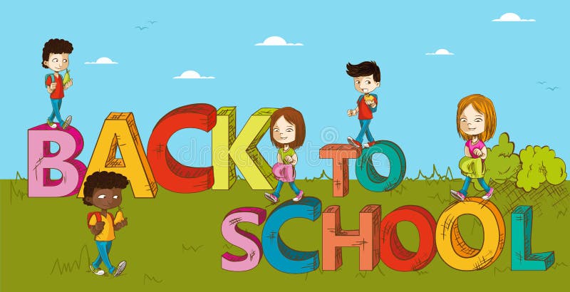 Utbildning tillbaka till skolan lurar tecknade filmen. vektor illustrationer
