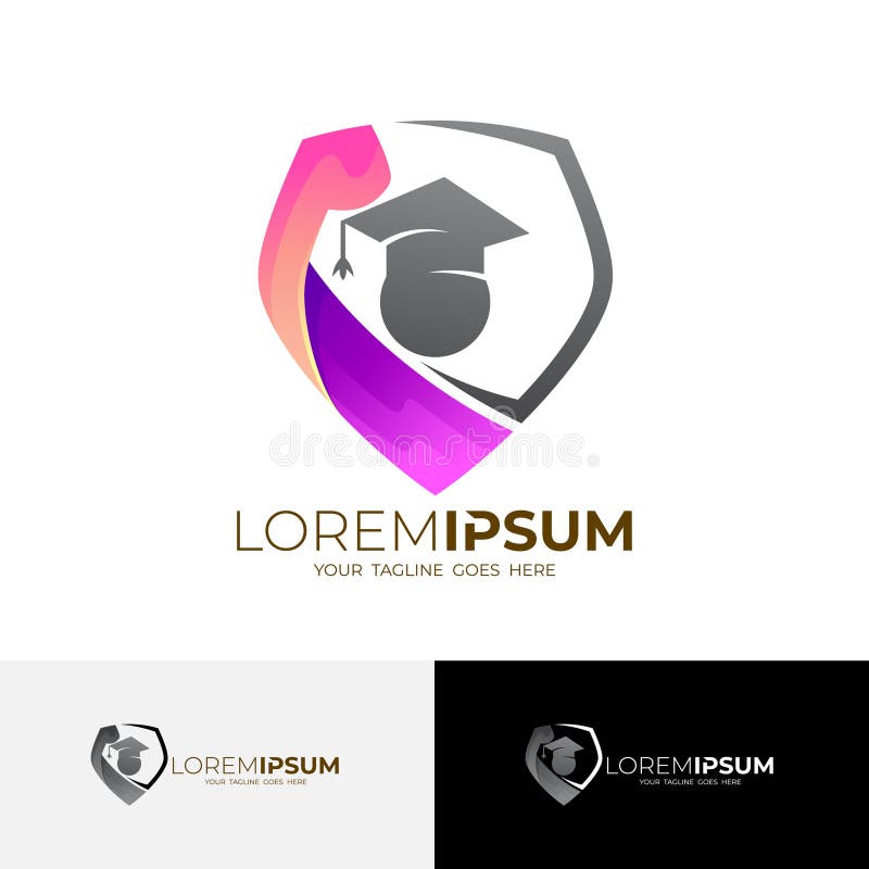 Utbildningslogotyper för studentlogotyp och sköldesign stock illustrationer