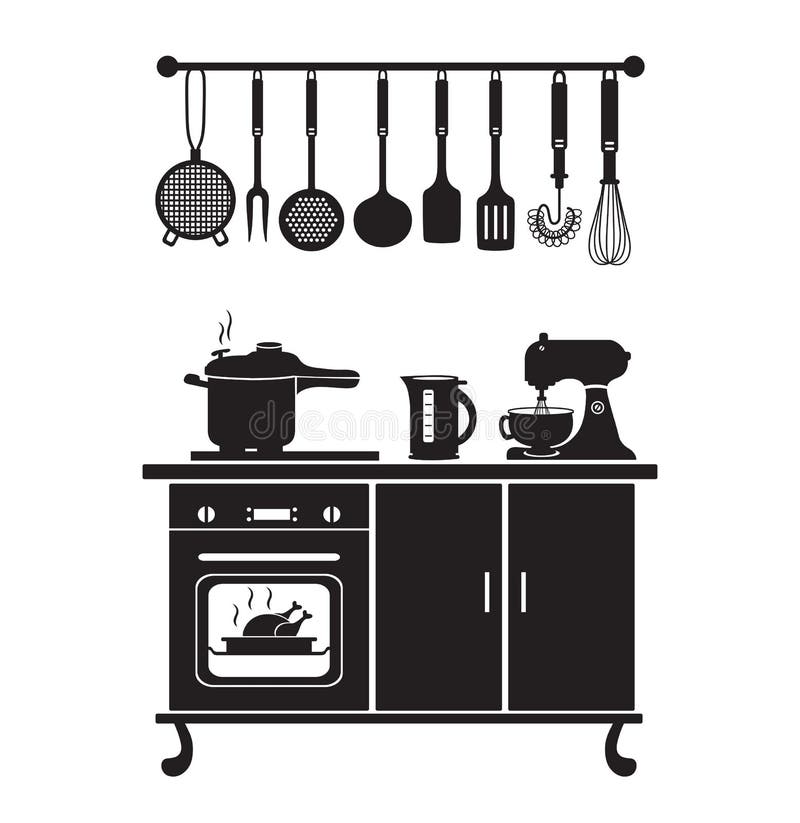 silueta negra sobre un fondo blanco. electrodomésticos para el hogar y la  cocina. 5428755 Vector en Vecteezy