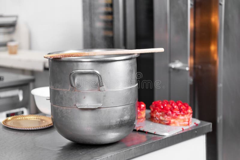 Utensils on Counter in Commercial Pastry Shop. Stock Photo Image of