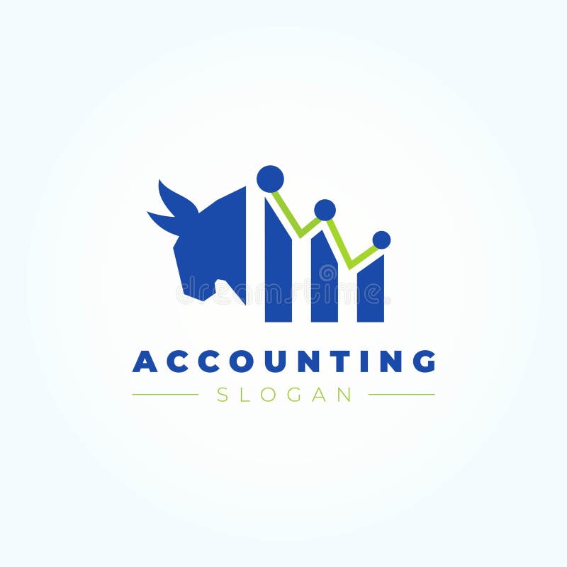 Utformning av företags- och finansieringslogotyp med tjursymbolen royaltyfri illustrationer